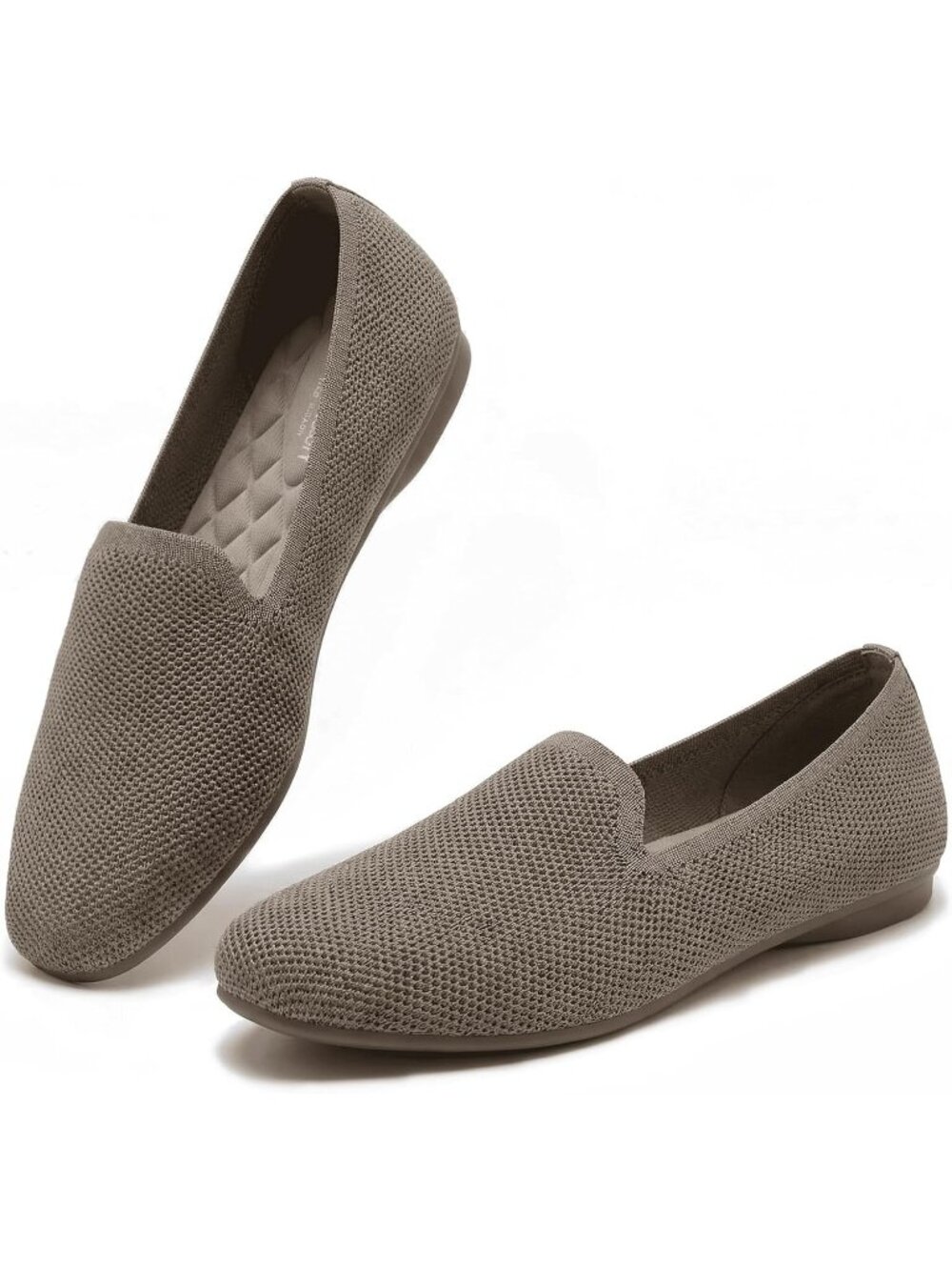 Women's Khaki3 Rubber Knit Ballet Flats Arch Support Slip On Foldable Shoes